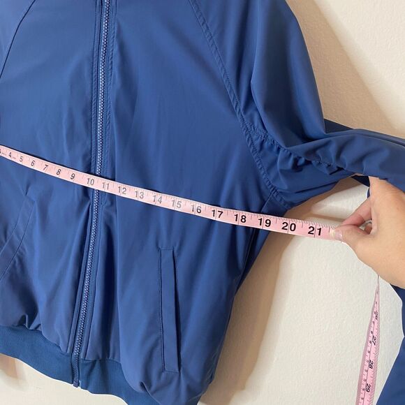 Lite Weight Blue & Lilac Reversible Zip Hoodie Windbreaker Jacket Ruche Sleeves - Picture 7 of 9